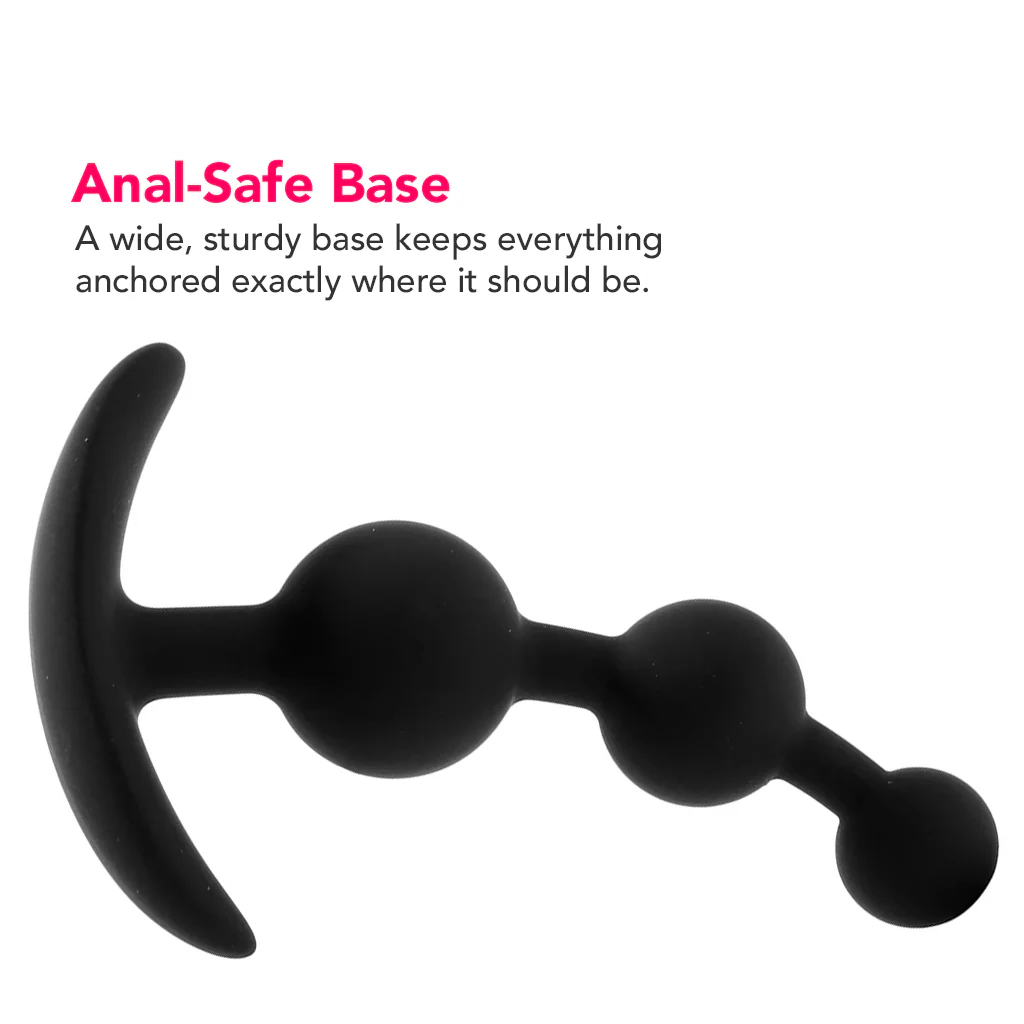Luxe Be Me 3 Silicone Anal Beads in Black - Image 2