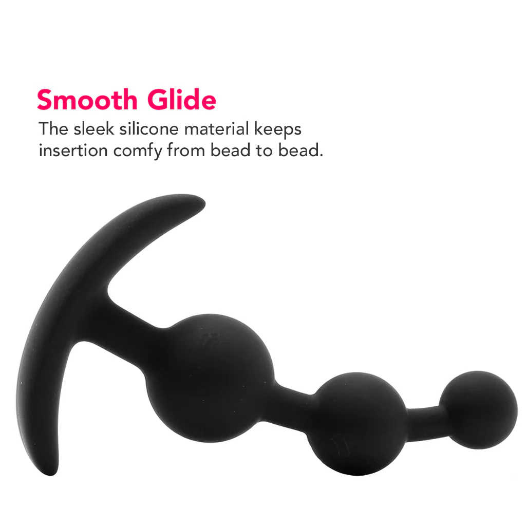 Luxe Be Me 3 Silicone Anal Beads in Black - Image 3