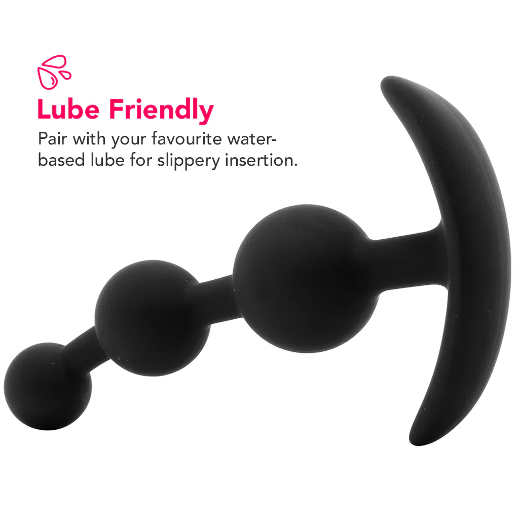 Luxe Be Me 3 Silicone Anal Beads in Black - Image 5