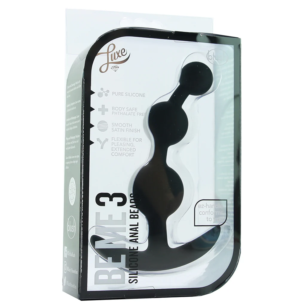 Luxe Be Me 3 Silicone Anal Beads in Black - Image 6