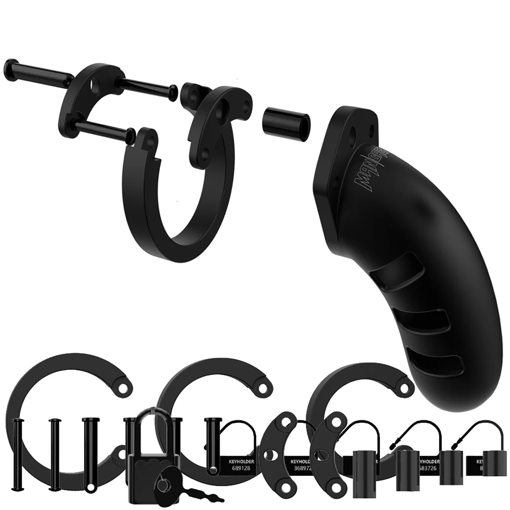 ManCage 21 4.5 Inch Silicone Cock Cage in Black - Image 3