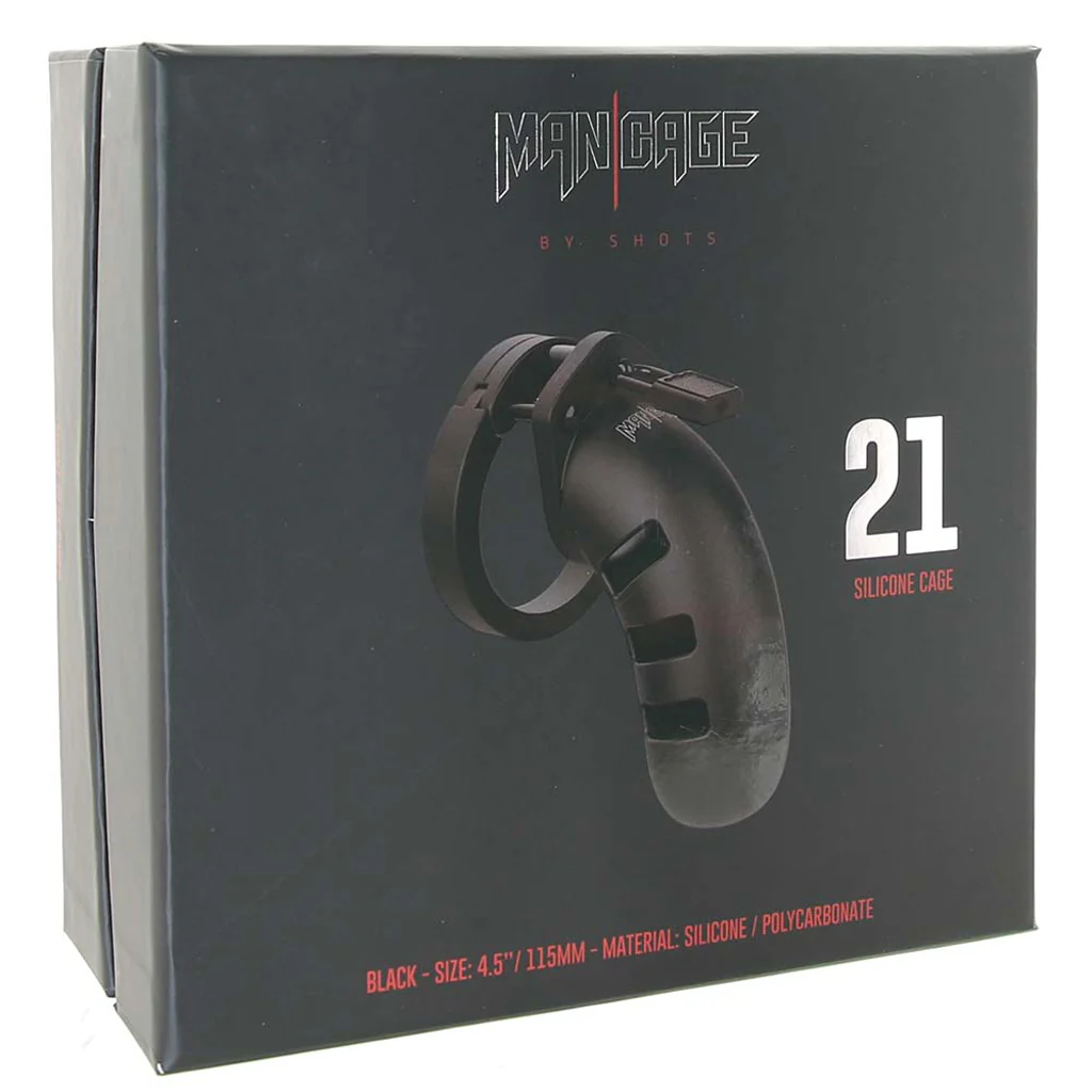 ManCage 21 4.5 Inch Silicone Cock Cage in Black - Image 6
