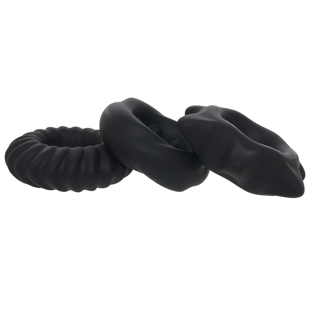 Manzo Liquid Silicone Ring Set in Black - Image 3