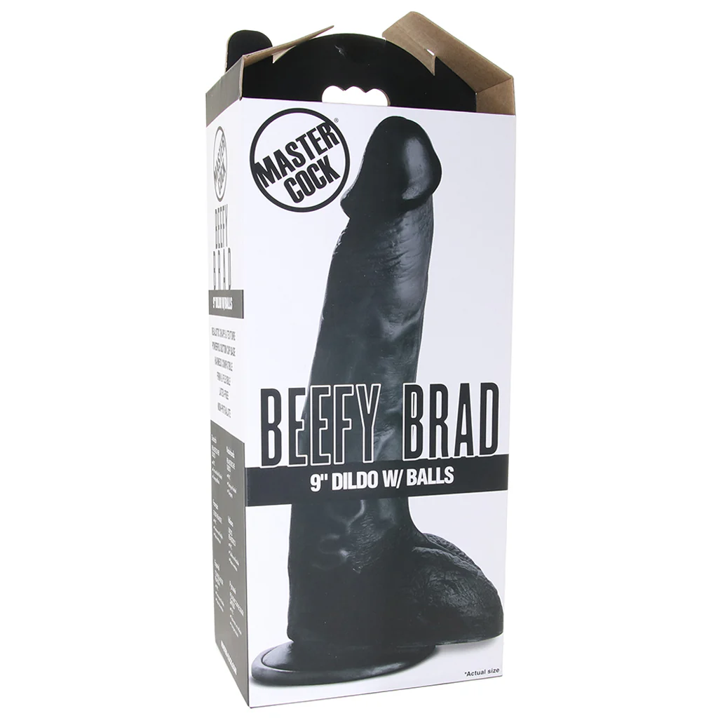 Master Cock Beefy Brad 9 Inch Ballsy Dildo in Black - Image 6
