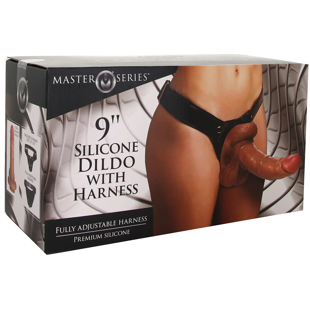 Master Series 9 Inch Silicone Dildo with Harness - Image 9