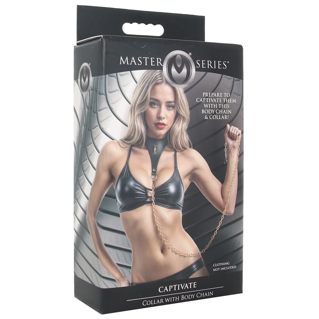 Master Series Captivate Collar with Body Chain in Black - Image 6