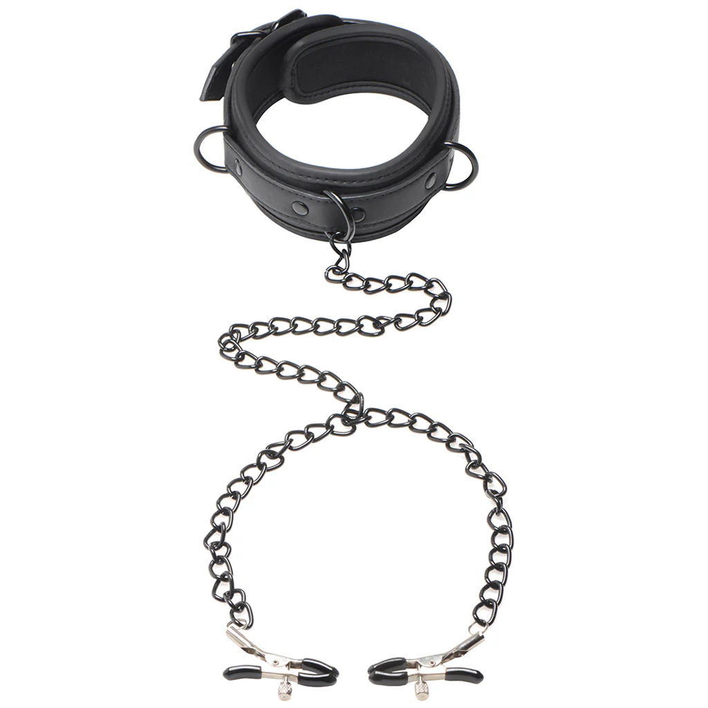 Master Series Collared Temptress Collar and Nipple Clamps - Image 3