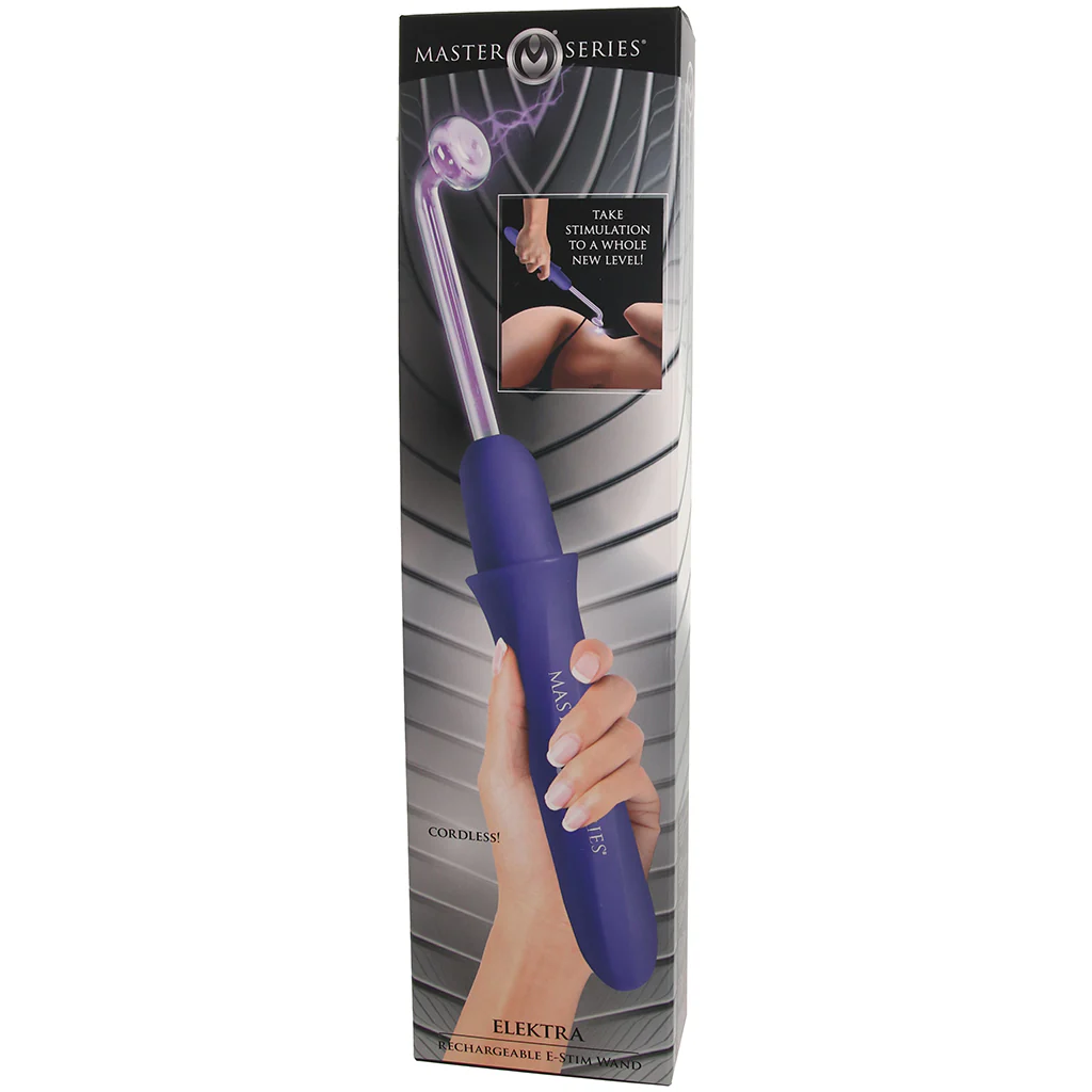 Master Series Elektra Rechargeable E-Stim Wand in Purple - Image 9