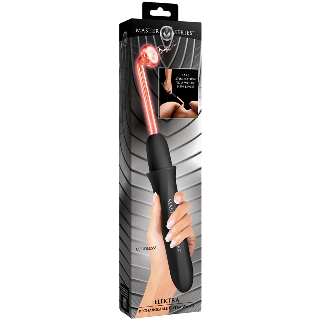 Master Series Elektra Rechargeable E-Stim Wand in Black - Image 9