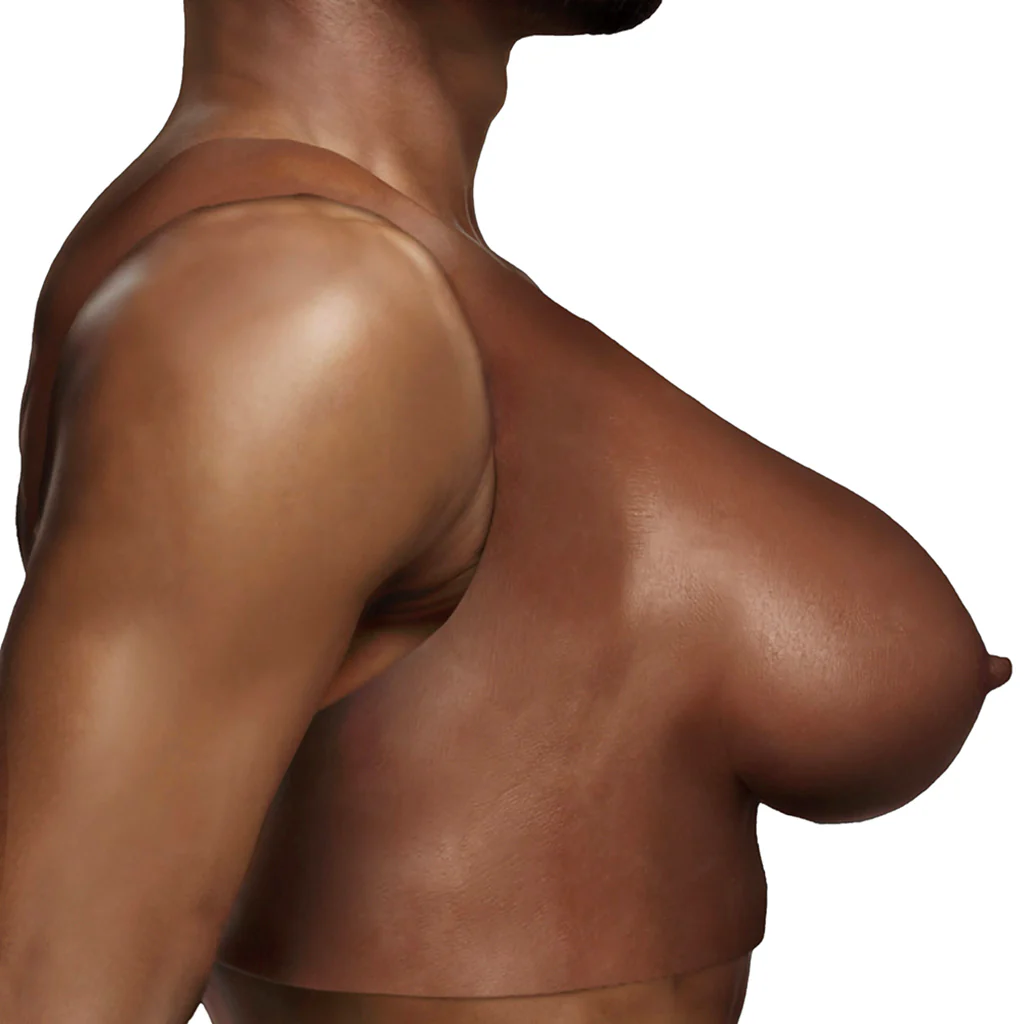 Master Series Perky Pair D-Cup Silicone Breasts in Dark - Image 3
