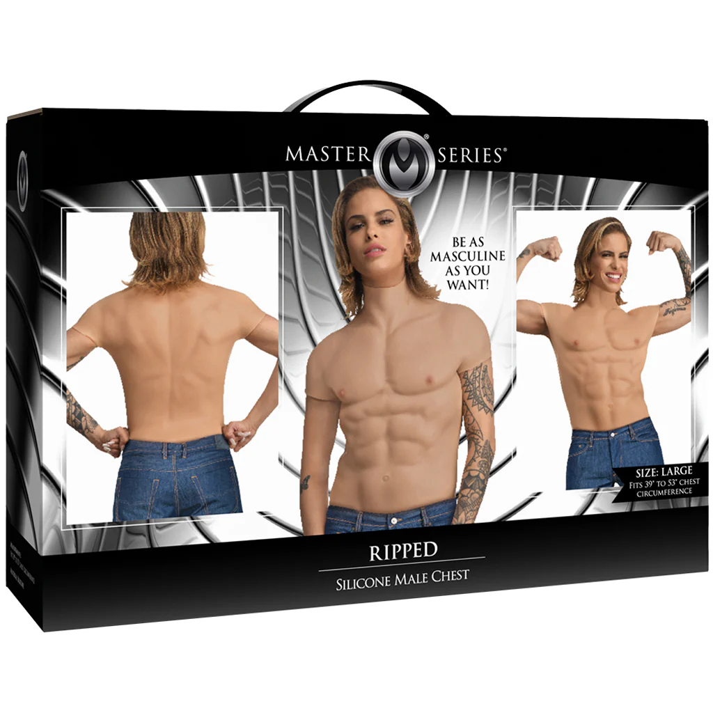 Master Series Ripped Silicone Male Chest in Large - Image 6