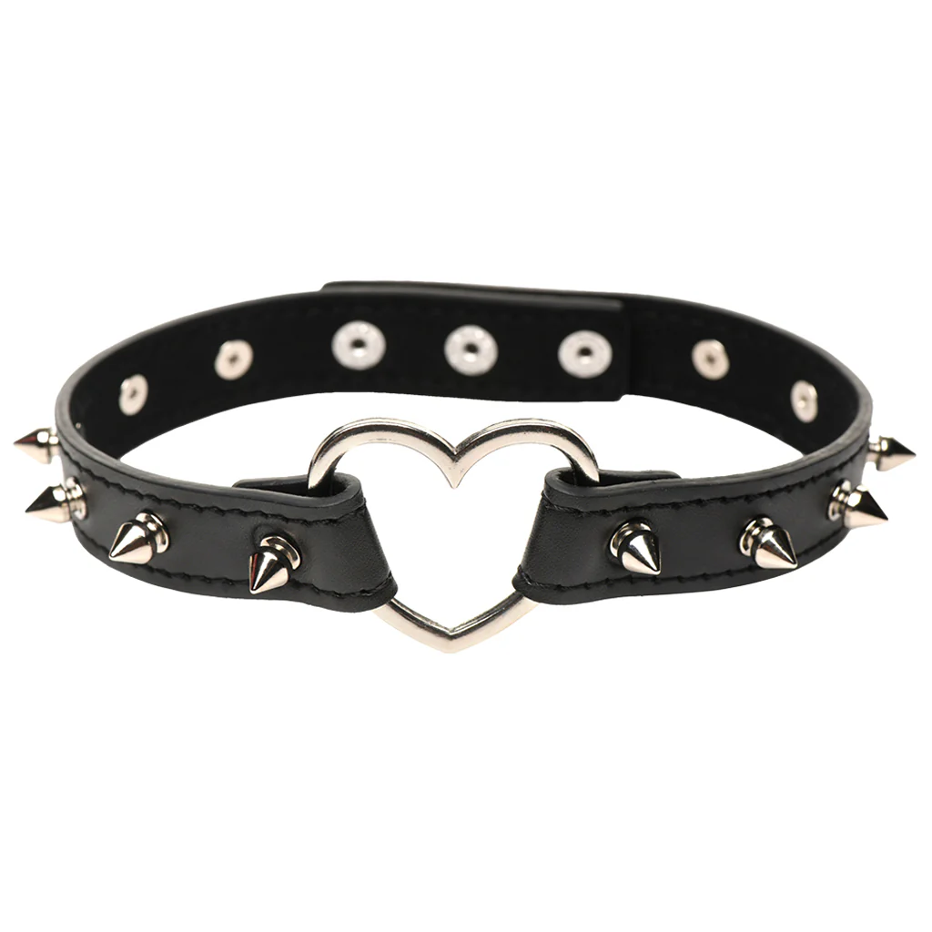 Master Series Spiked Heart Choker in Black - Image 2