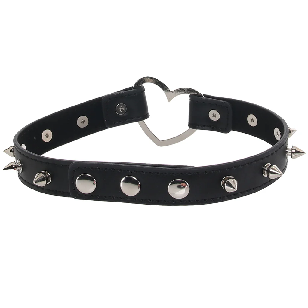 Master Series Spiked Heart Choker in Black - Image 5