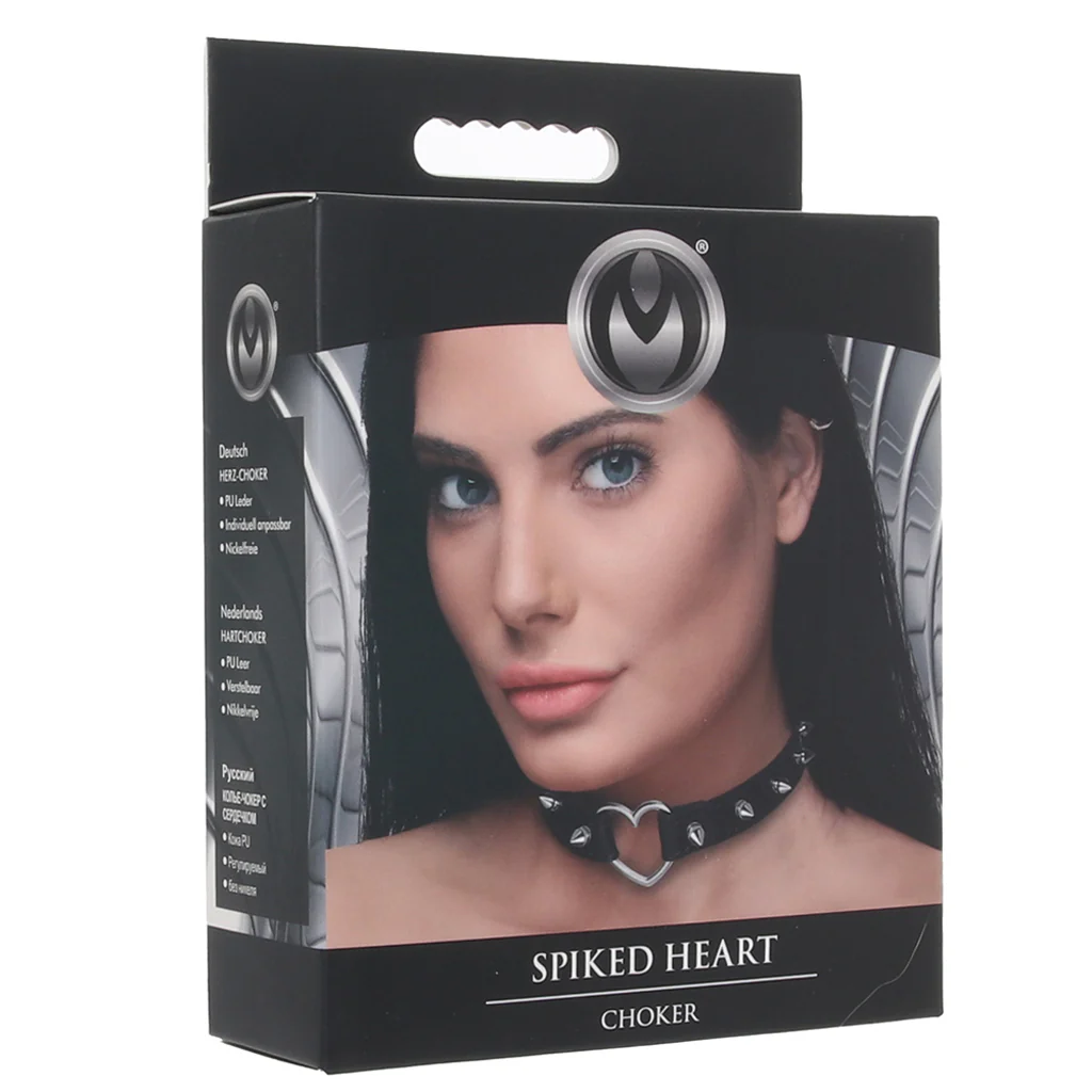 Master Series Spiked Heart Choker in Black - Image 6