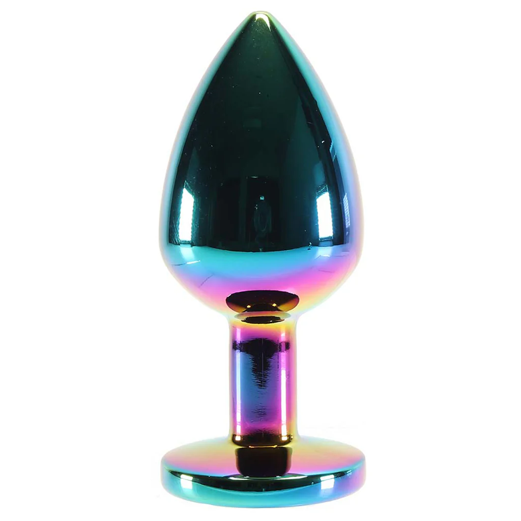 Medium Aluminum Plug with Rainbow Gem in Multicolor - Image 2