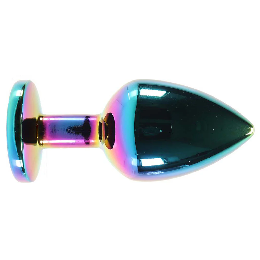 Medium Aluminum Plug with Rainbow Gem in Multicolor - Image 3