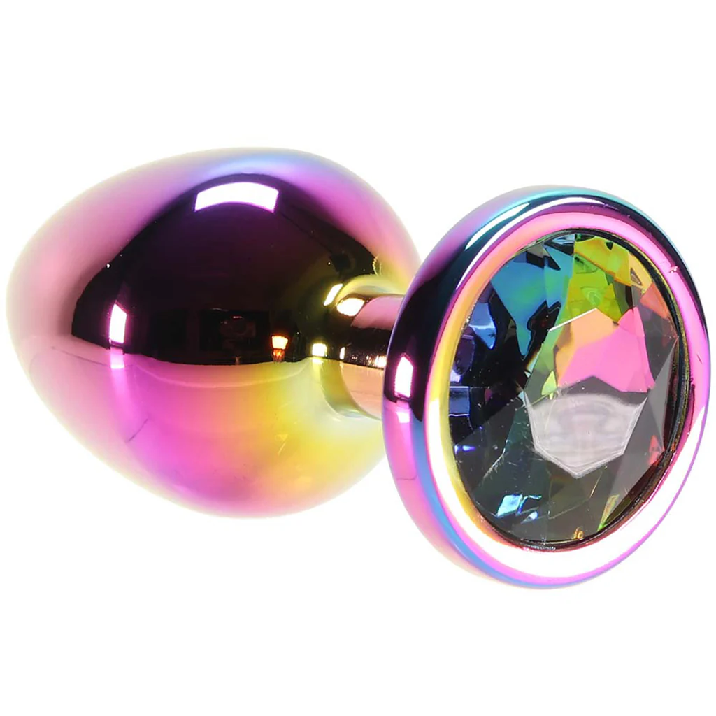 Medium Aluminum Plug with Rainbow Gem in Multicolor - Image 5