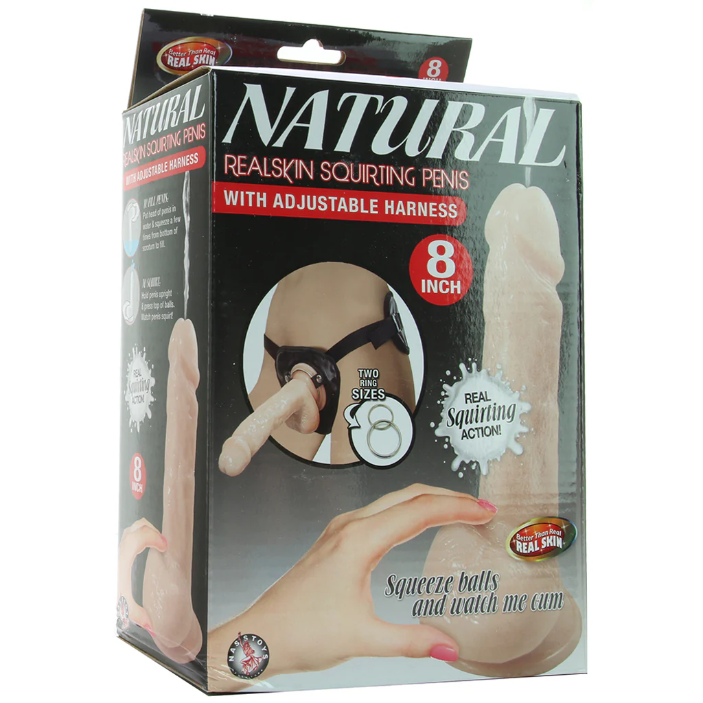 Natural Realskin 8 Inch Squirting Cock & Harness in Vanilla - Image 6