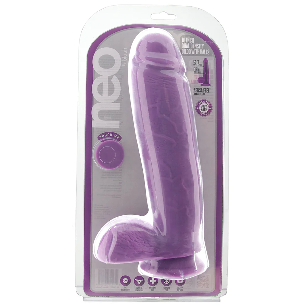 Neo 10 Inch Dual Density Ballsy Dildo in Purple - Image 6