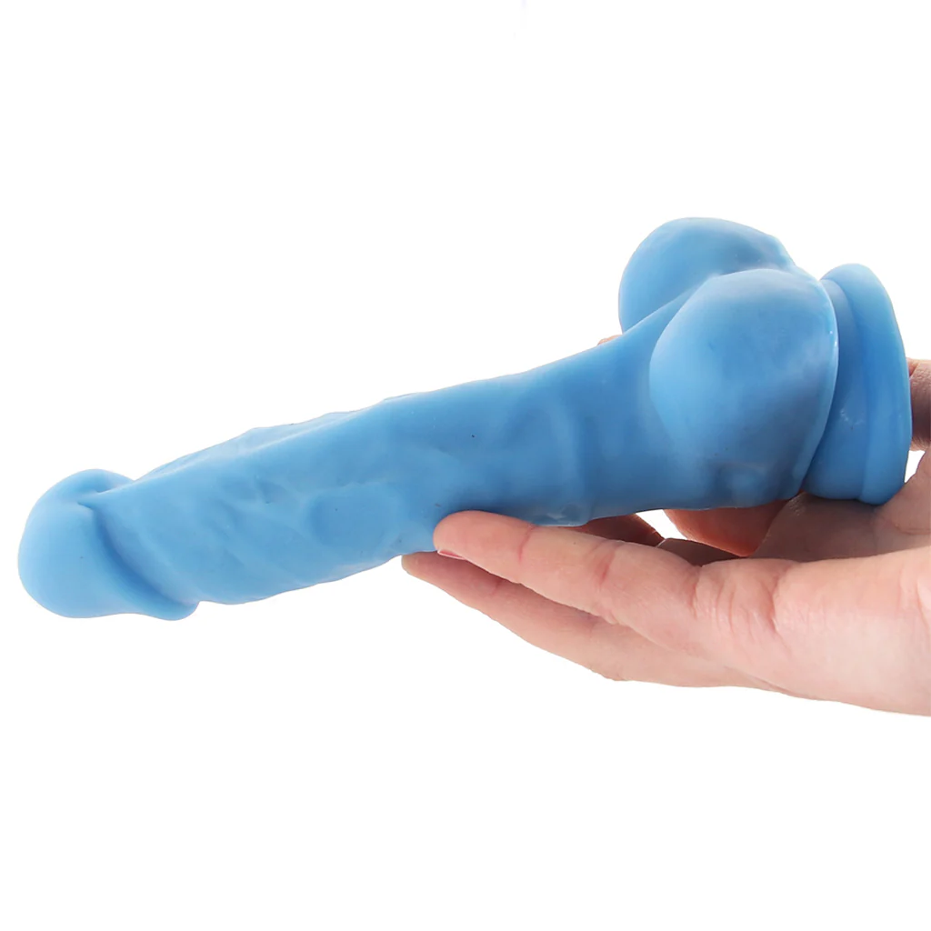 Neo 7.5 Inch Dual Density Cock with Balls in Blue - Image 4