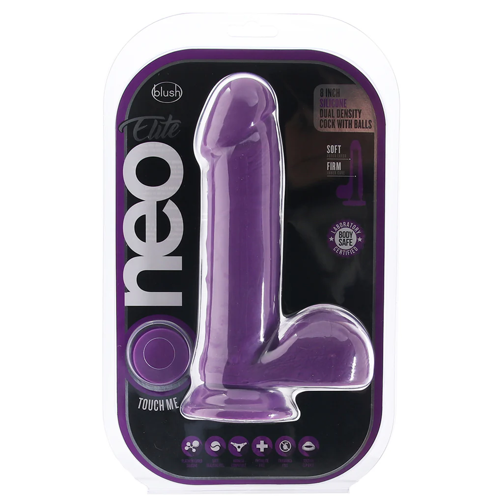 Neo Elite 8 Inch Silicone Dual Density Cock in Purple - Image 6