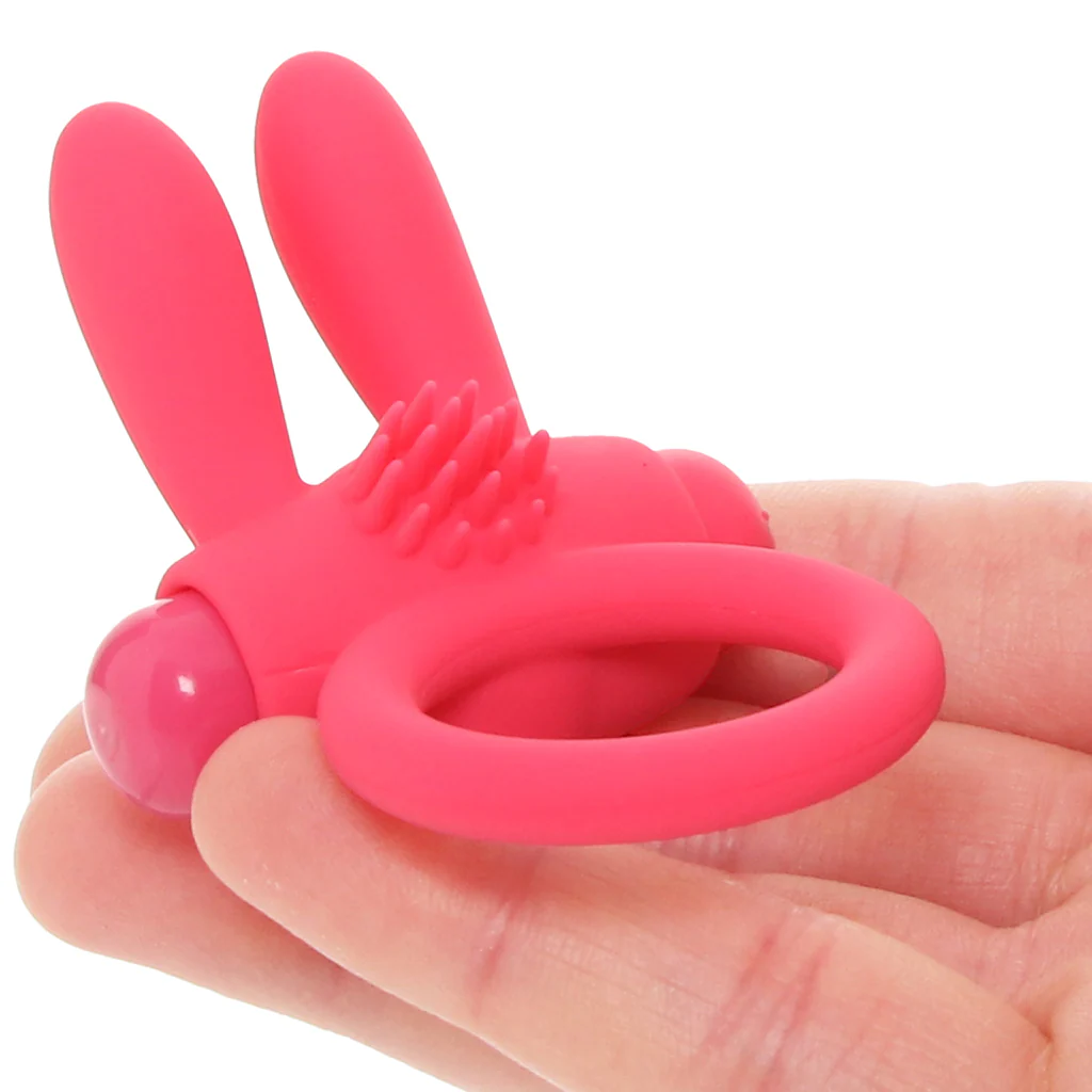 Neon Rabbit Vibrating Cock Ring in Pink - Image 4