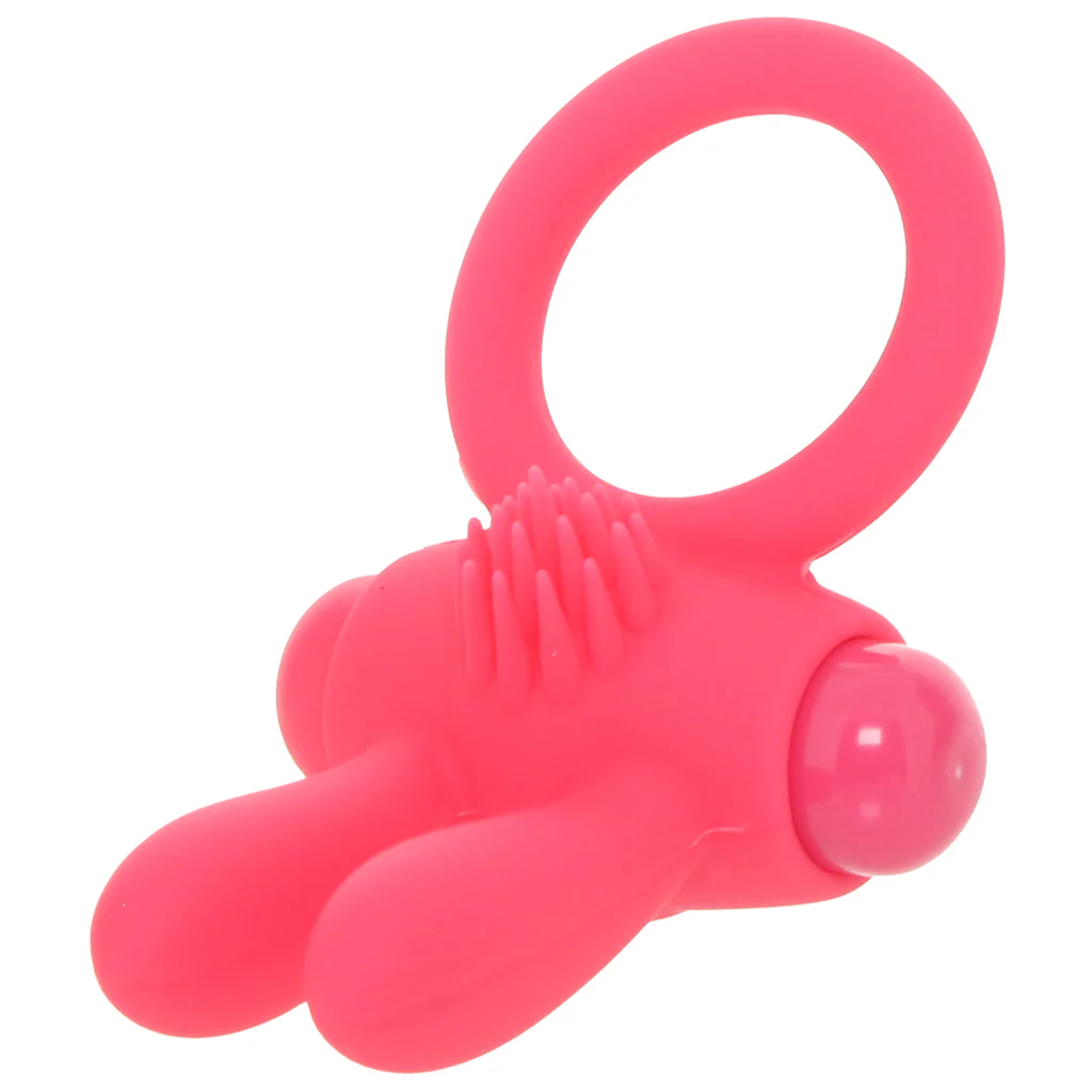 Neon Rabbit Vibrating Cock Ring in Pink - Image 5