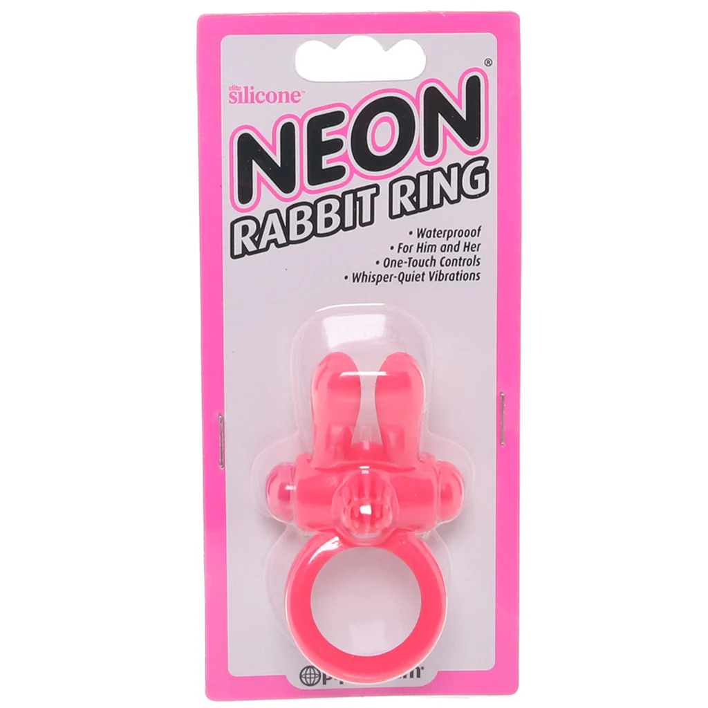 Neon Rabbit Vibrating Cock Ring in Pink - Image 6