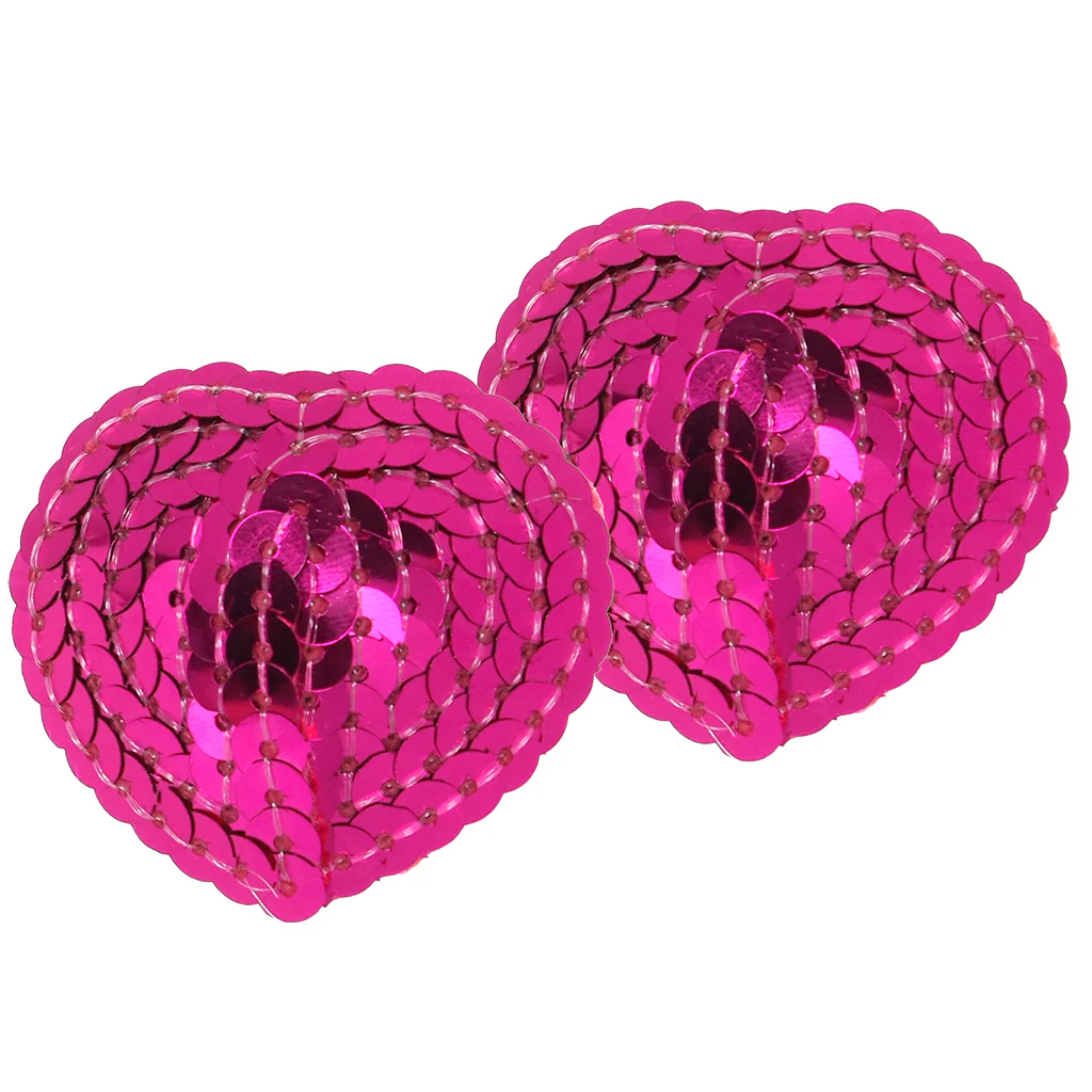 Nipple Couture Pink Sequin Heart Covers - Image 3