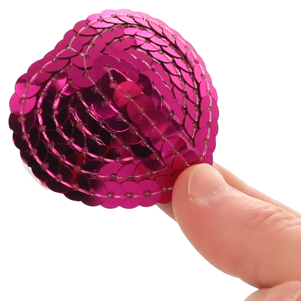 Nipple Couture Pink Sequin Heart Covers - Image 4