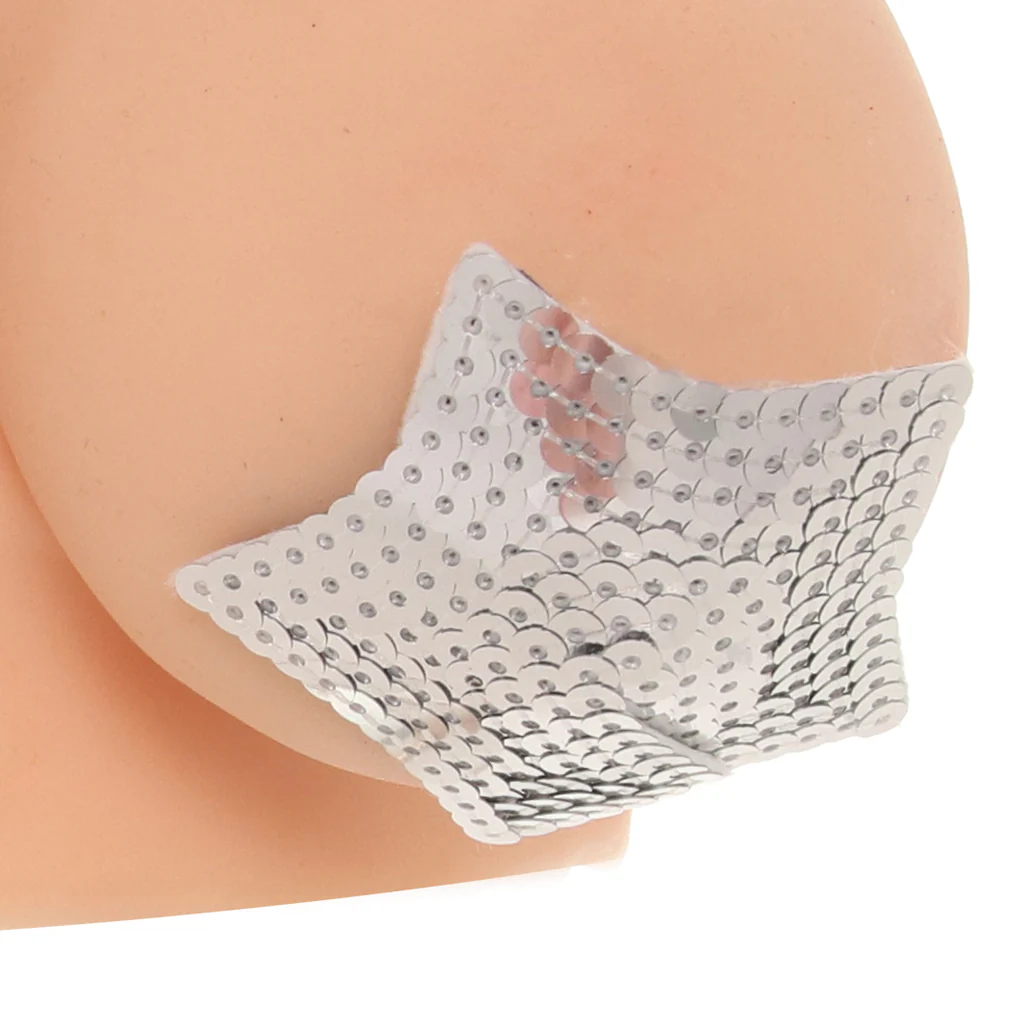 Nipple Couture Silver Sequin Star Covers - Image 2