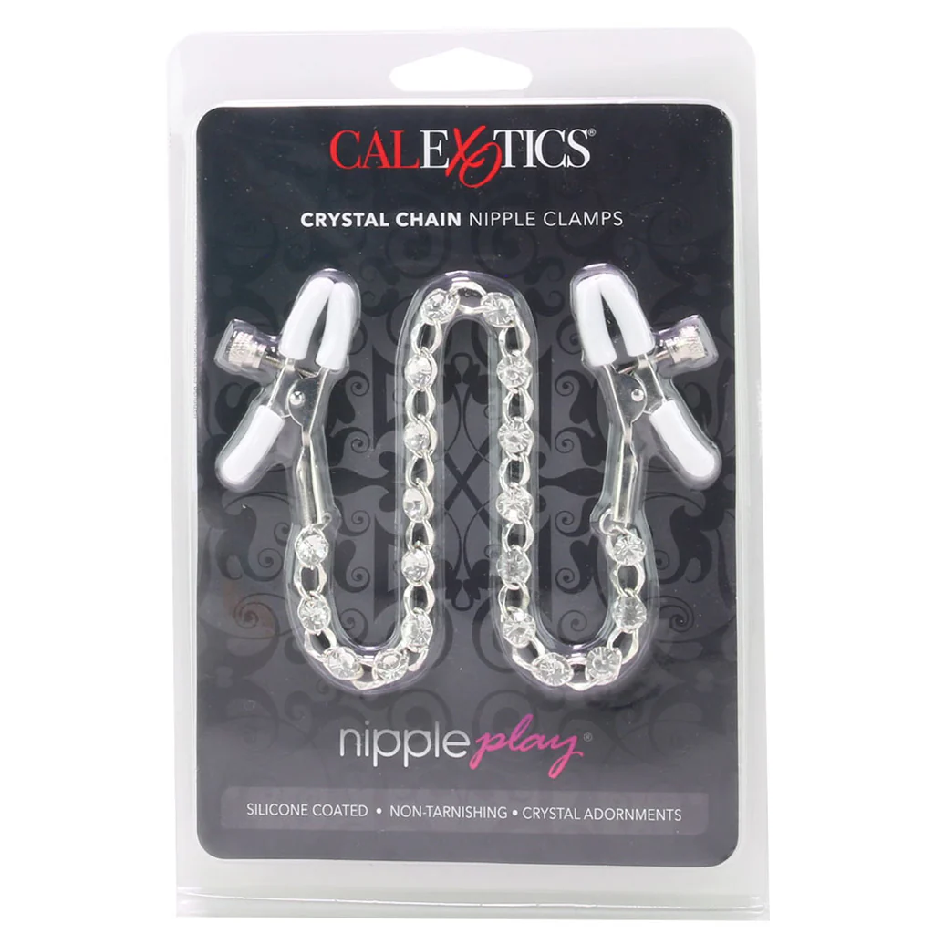 nipple play Crystal Chain Nipple Clamps in White - Image 6