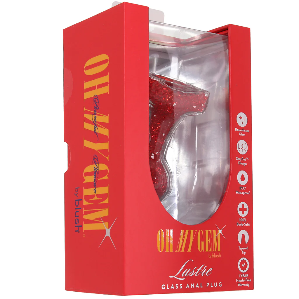 Oh My Gem Lustre Glass Butt Plug in Red - Image 9