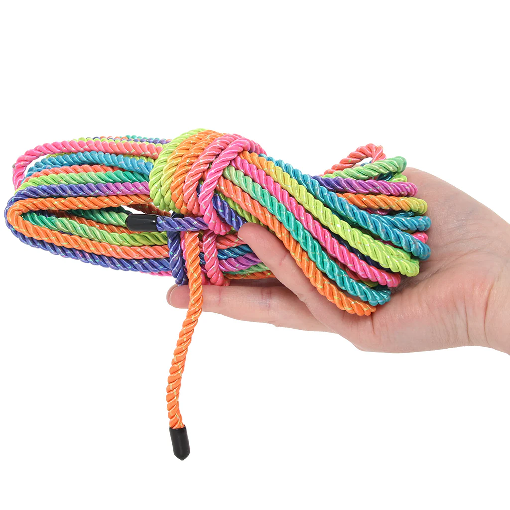Ouch! 32.8'/10m Bondage Rope in Vibrant Rainbow - Image 3