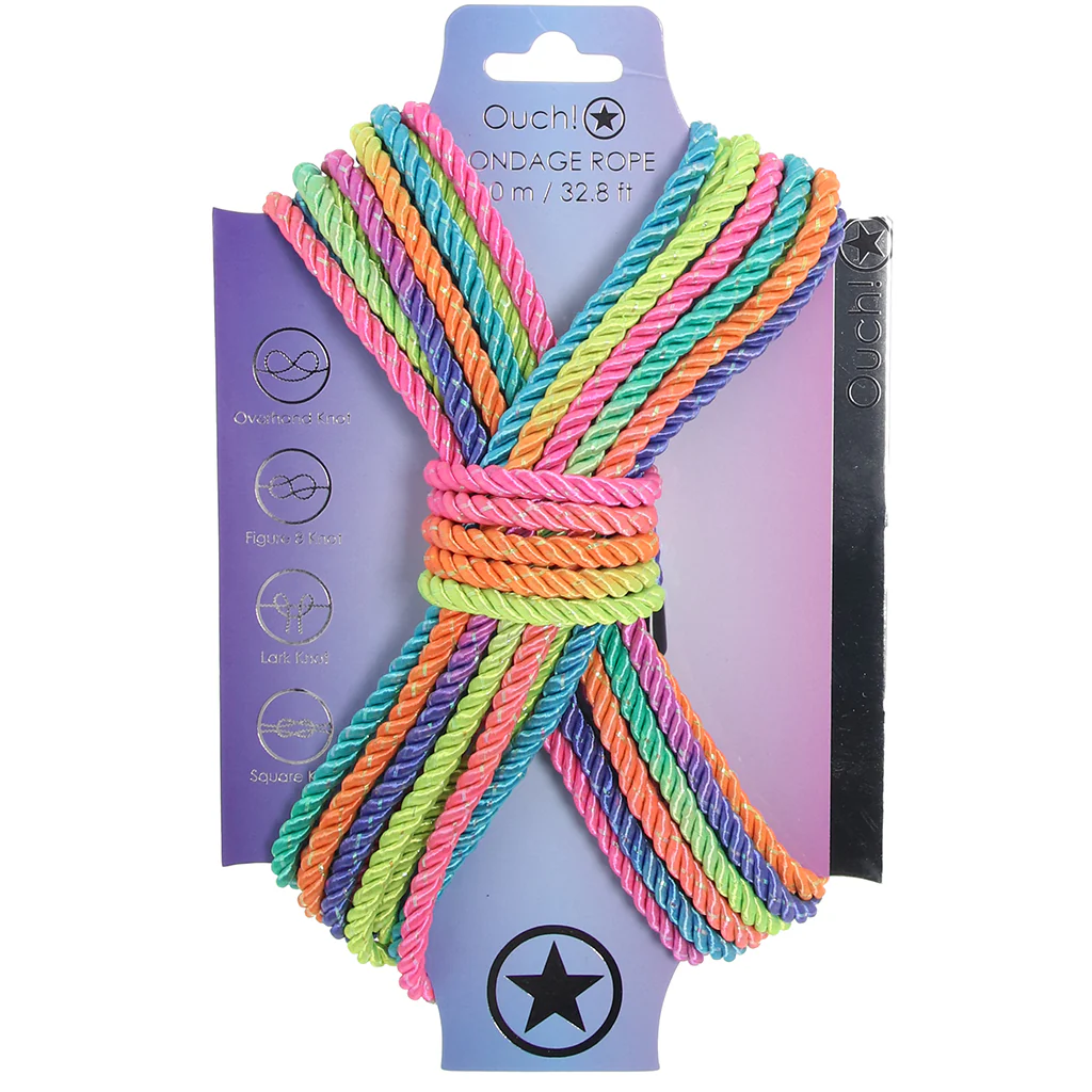 Ouch! 32.8'/10m Bondage Rope in Vibrant Rainbow - Image 9