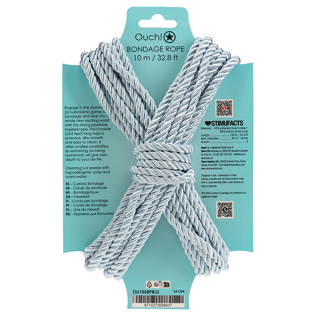 Ouch! 32.8'/10m Bondage Rope in Powder Blue - Image 5
