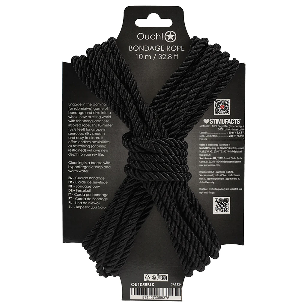 Ouch! 32.8'/10m Bondage Rope in Black - Image 5