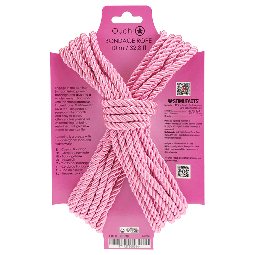 Ouch! 32.8'/10m Bondage Rope in Pink - Image 5