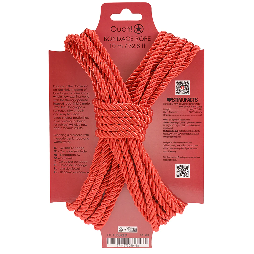 Ouch! 32.8'/10m Bondage Rope in Red - Image 5