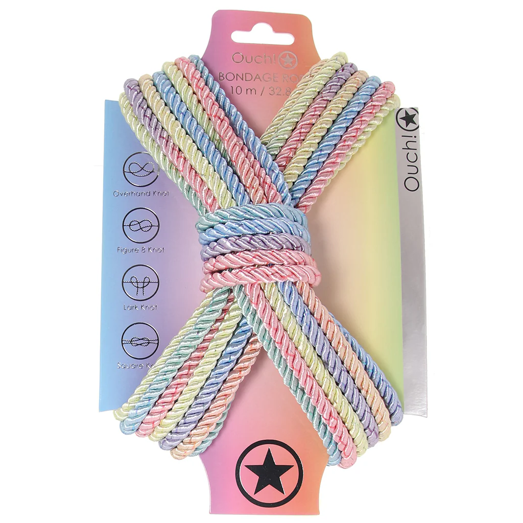 Ouch! 32.8'/10m Bondage Rope in Pastel Rainbow - Image 9