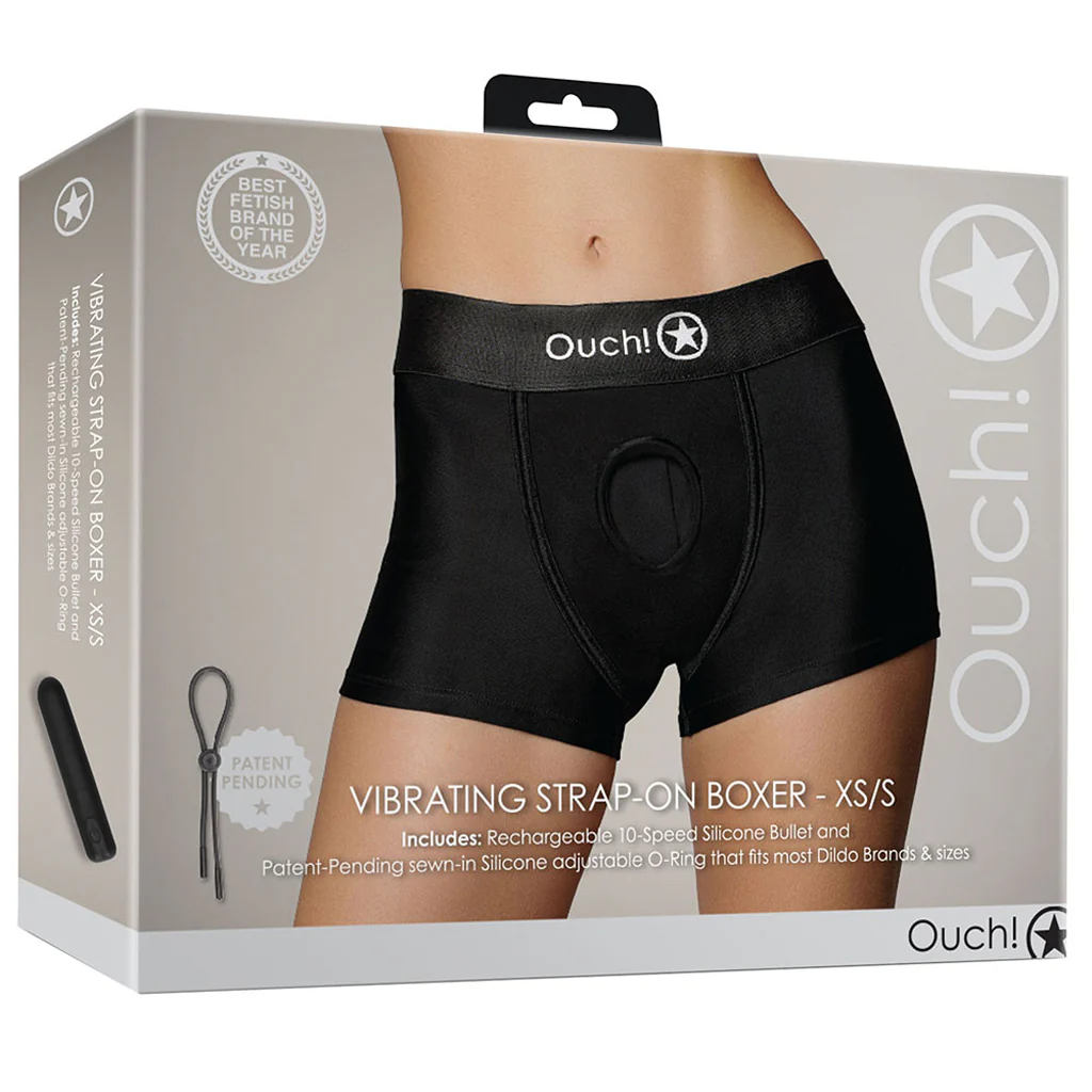 Ouch! Black Vibrating Strap-on Boxer /S - Image 6