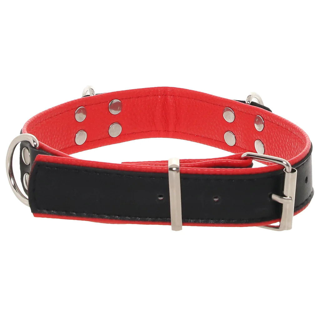Ouch! Deluxe Bonded Leather Bondage Collar in Red - Image 3