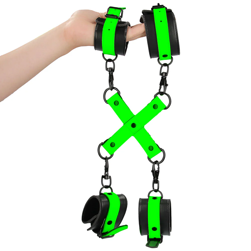 Ouch! Glow In The Dark Hand & Ankle Cuffs with Hogtie - Image 4