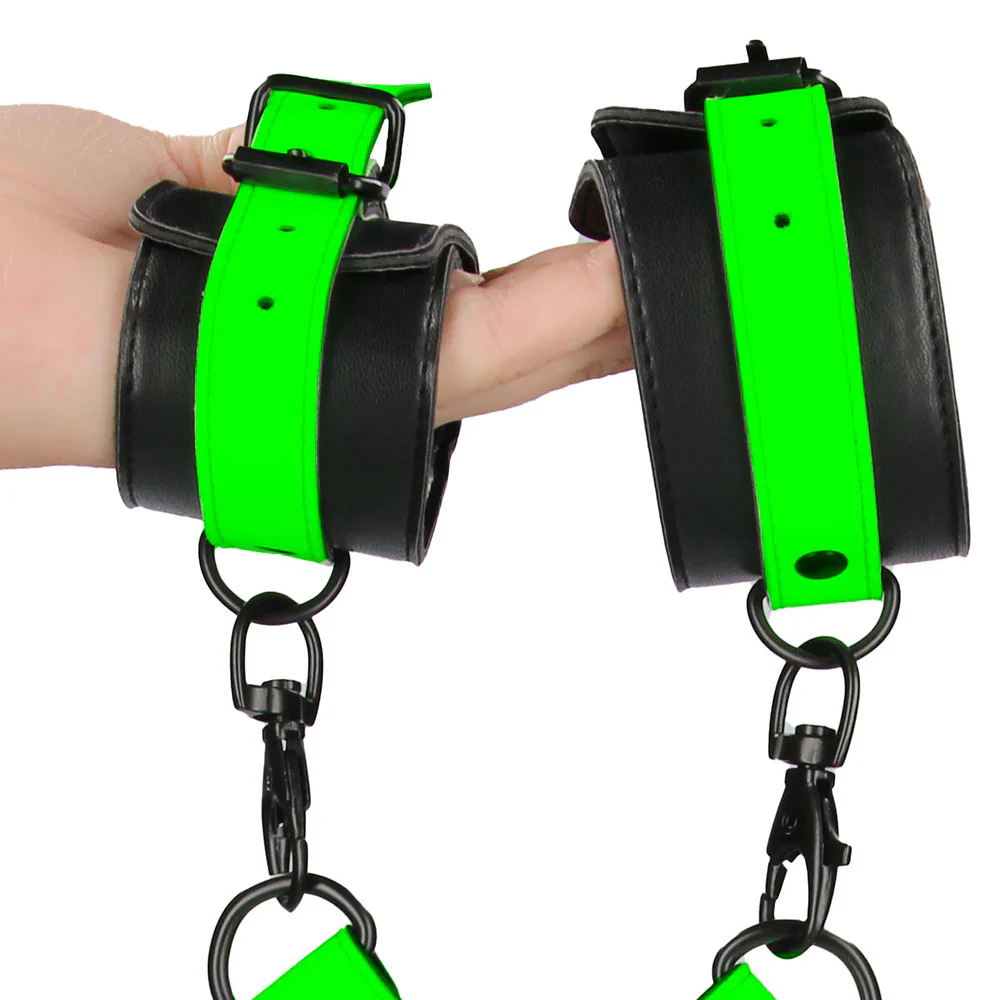 Ouch! Glow In The Dark Hand & Ankle Cuffs with Hogtie - Image 5