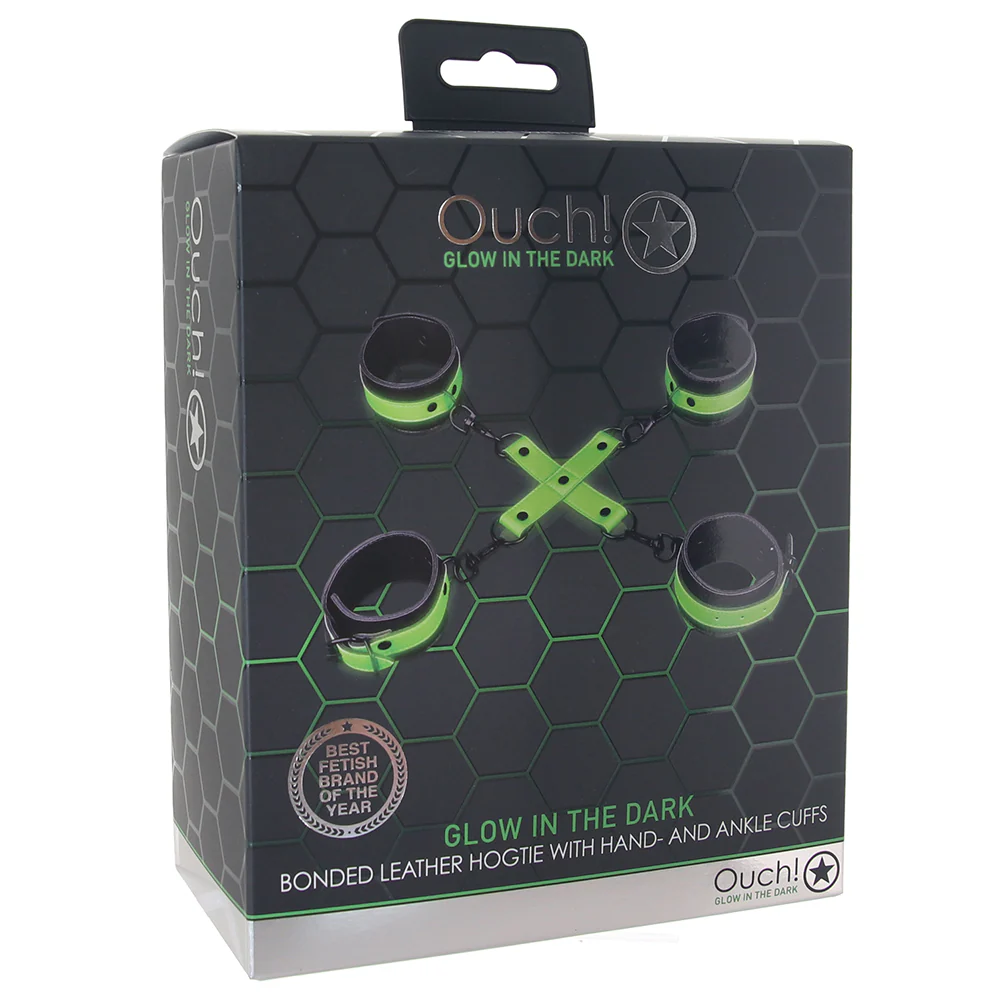 Ouch! Glow In The Dark Hand & Ankle Cuffs with Hogtie - Image 6