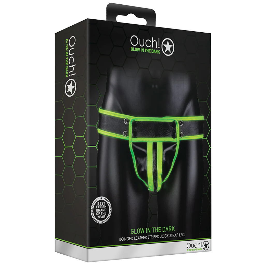 Ouch! Glow In The Dark Striped Pouch Jock Strap /XL - Image 6