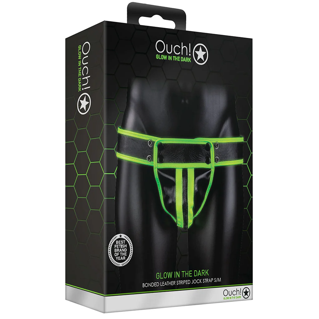 Ouch! Glow In The Dark Striped Pouch Jock Strap /M - Image 6