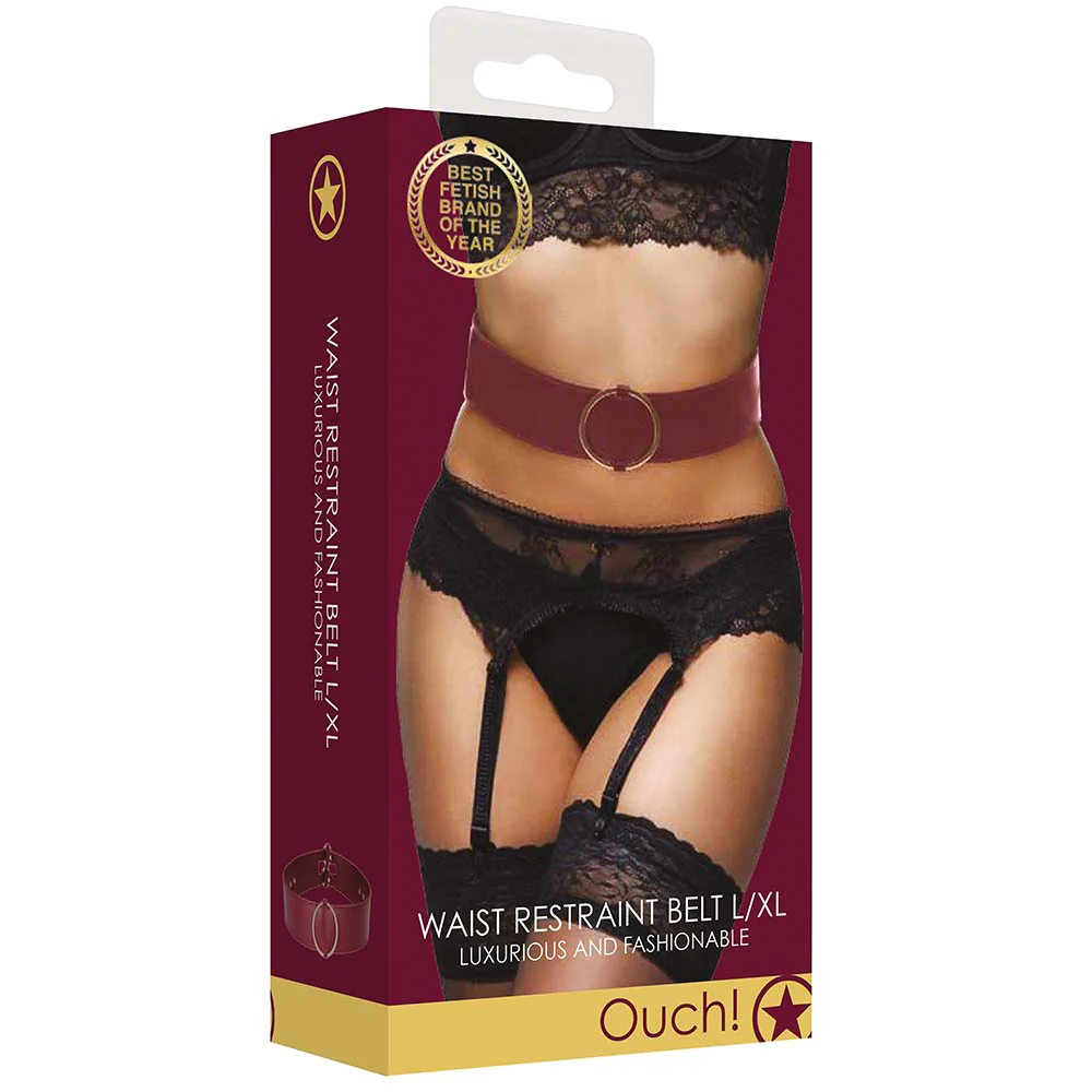 Ouch! Halo Burgundy Waist Bondage Belt /XL - Image 6