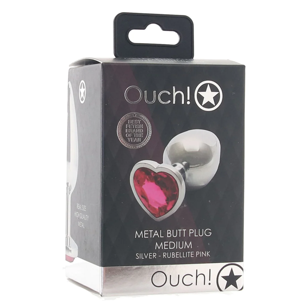 Ouch! Pink Heart Gem Plug in Medium - Image 6