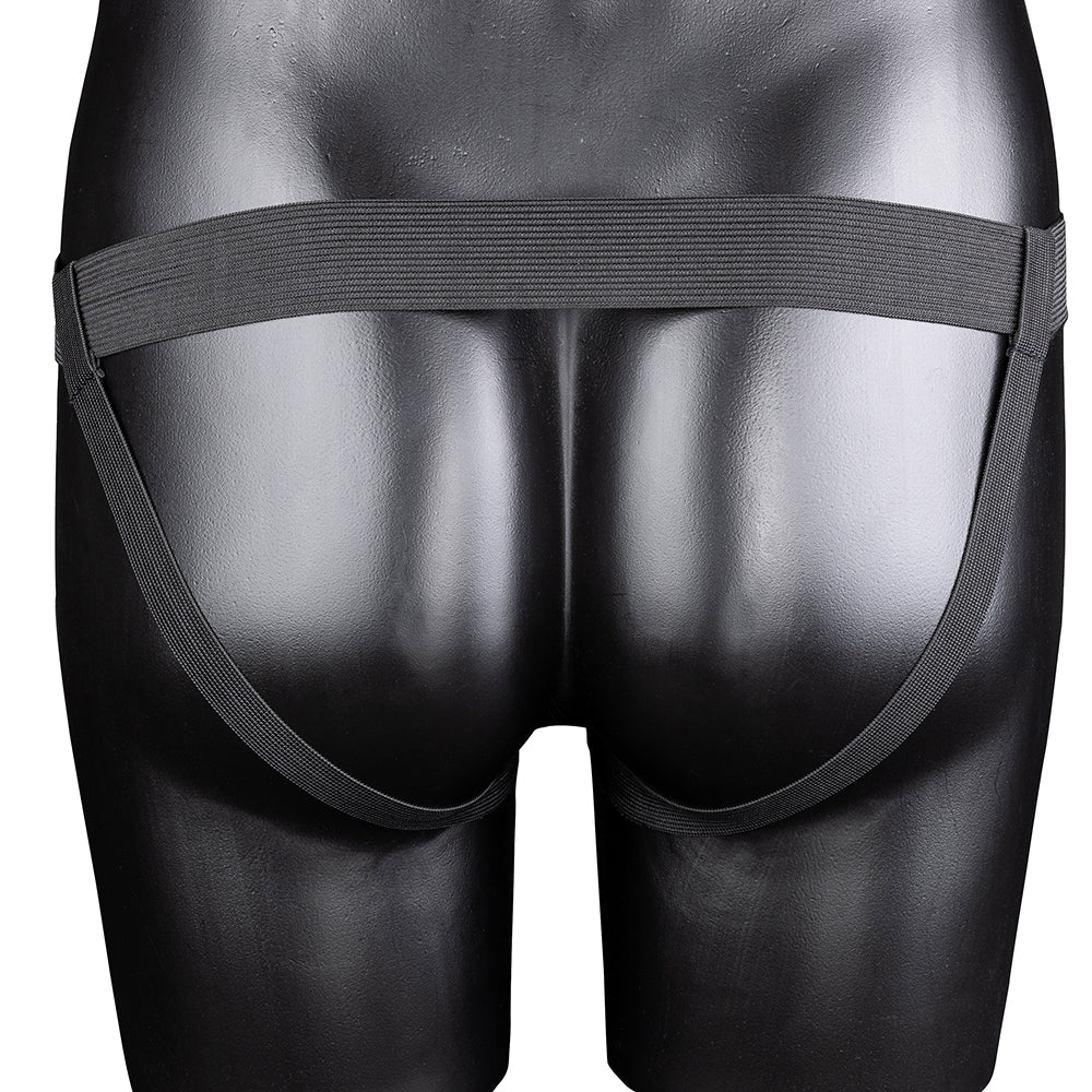 Ouch! Ribbed 8 Inch Hollow Ballsy Strap-On in Gunmetal - Image 5